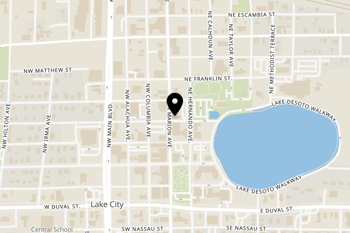 Map showing the location of Our Place Pizzeria and Italian Ristorante Lake City on 297 N Marion Ave in Lake City